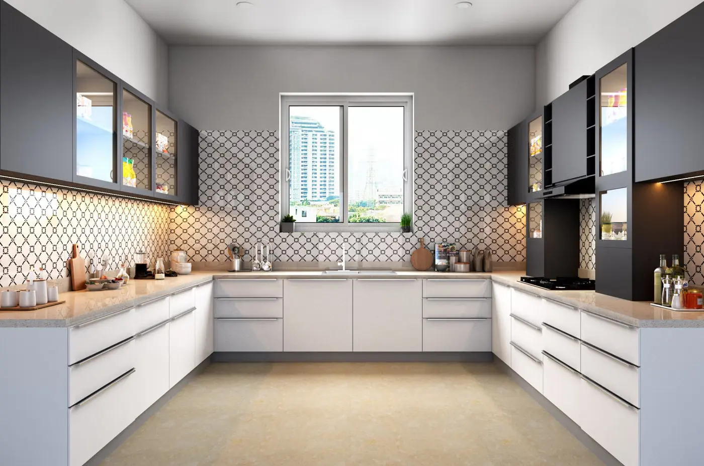 Handleless Modular Kitchen